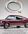 Convertible Top Hydraulic Fluid Hose Kit For Classic Ford Mustang Mercury Chevy Oldsmobile And More For Your Vintage Cruisers Chevelle Caprice Camaro Cutlass Barracuda GTO Skylark LeSabre Delta 88 Fury Satellite Valiant 2 Pcs displayed above a vintage car.