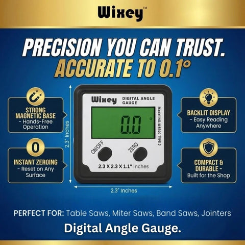 Digital Angle Gauge And Finder For Table Saw And Miter Saw With Magnetic Backlight Ultra Precise 0.1 Degree Resolution