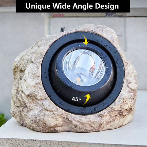 Rock Solar Garden Lights With Hella Bright LEDs Solar Powered Landscape Lighting with stone design and unique wide angle