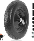 Flat Free Wheelbarrow Tire And Wheel Set, 14.5 Inch Solid Wheel With 3 Inch Hub, Universal Replacement For 4.80 By 4.00-8 shown