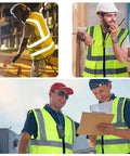 Image of Top Shelf Custom Class 2 Safety Vest With Full Zipper And Deep Pockets High Visibility Reflective Workwear in use by workers.