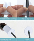 Installing Six Pack 1 Inch Wall Hole Cable Grommet Kit for Satellite Internet Cables, white silicone guide through wall