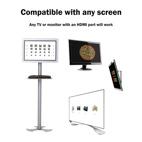 Visual Acuity Eye Chart For Optometry Snellen And Tumbling E With Randomize And Mirror Modes Plug And Play On Any TV Or Monitor