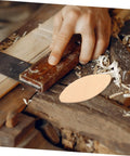 Precision Biscuit Joiner With Adjustable Depth Gauge For Smooth Furniture Assembly And Hardwood Slotting No Sweat Woodworking Tool in use on wood with shavings.
