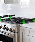 Stove Gap Covers And Filler Kit For Seamless Kitchen Look Aluminum Black 23.4 In Heat Resistant shown installed next to stove