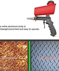 Get The Job Done With This Slick 90 Psi Gravity Feed Sandblaster Gun Kit Featuring Dual Nozzle Tips And Smooth Air Regulator For Zero Hassle Rust And Paint Removal, aluminum body sandblaster, paint removal process.