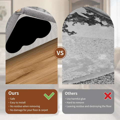 Comparison of No Slip Rug Grippers Set Dual Sided Adhesive Rug Pad Tape Pads and others on hardwood floor