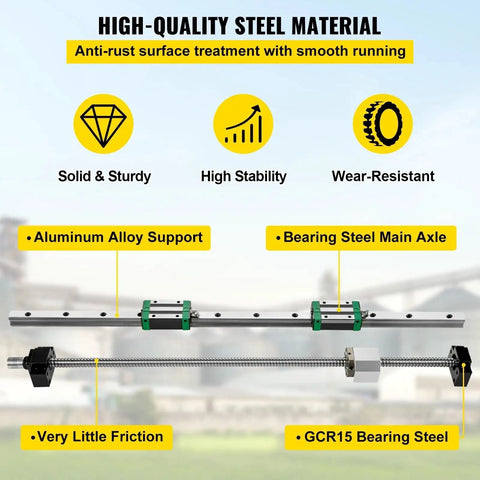 Get Crazy Smooth Motion With This Rock Solid 2 Piece Linear Rail And RM1605 Ballscrew Kit For Your DIY Routers Lathes Or Mills Featuring Ultra Precise Hgr20 Guides And Full BfBk Clamps For Epic Precision Builds. HGR20 rail and RM1605 ballscrew kit with aluminum support and steel axle