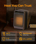 Compact 1500W Space Heater For Indoor Use With Thermostat Ceramic Portable Heater With Three Heating Levels Safe Tip Over Protection