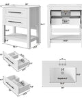 Top Notch 30 Inch Bathroom Vanity With Integrated Sink And Two Roomy Drawers Plus Handy Open Shelf dimensions and features
