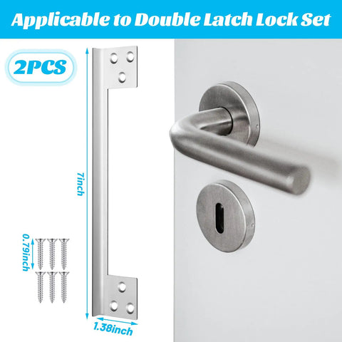 7-Inch Heavy-Duty Door Latch Guard Plates 2 Pack L-Shaped security reinforcement shields for double latch lock.