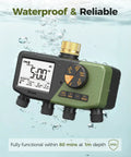Four Zone Hose Sprinkler Timer With Brass Inlet IP68 Waterproof Digital Control with large display and adjustable knobs underwater