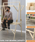 Collapsible Wooden Vendor Cart With Canopy seating man, strong load-bearing capacity, thickened solid wood, rustic design, ample counter space.