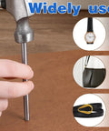 Using the Leather Hole Punch Kit 0.5-7mm 17-Piece Round Hollow Punch Set for belts, watch bands, and bag crafting.