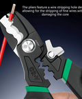 Kick Butt With This Badass 8 Inch Electrical Wire Tool Crimping And Stripping Made Tough High Grade Steel Compact Design showing precision stripping of fine wires.