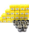 Pro Max Spring Collet Set ER16 With Heavy Duty Alloy Steel For Lathe Engraving Machine And Precision Tooling Chuck Kit displayed in storage boxes.
