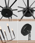 Features of Six Light Black Farmhouse Chandelier With Candlestick Arms For Dining Room, Living Room, Foyer And Kitchen