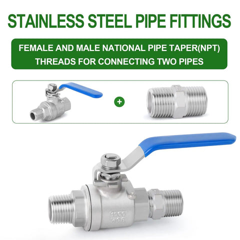 5 Piece Cast 304 Stainless Steel Hex Nipples Set For Pipe Fittings Three Quarter Inch Male To Three Quarter Inch Male NPT Beefy Corrosion Resistant