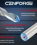 Diagram highlighting features of a drill bit with 135° top angle, U-shaped grooves, and round shank for use in 320-Piece Thread Repair Kit For SAE And Metric Threads With HSS Drill Bits Taps 304SS Inserts And Break Off Pins Pro Grade Automotive And Machinery Restoration Tool Set.