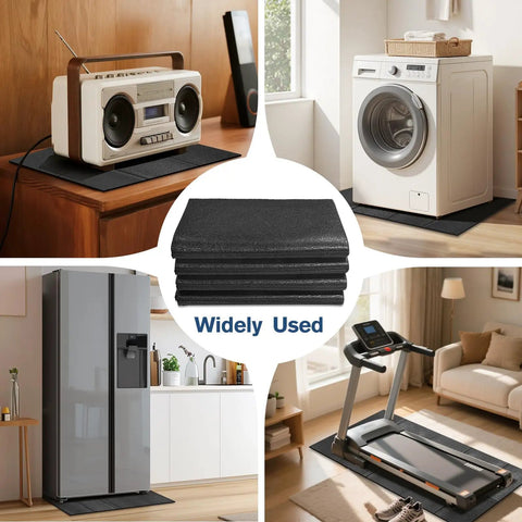 Anti-Vibration Floor Mat For Washer And Dryer, Large 62.9 X 29.5 Inches with radio, washer, fridge, and treadmill examples