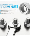 Heavy Duty Stainless Steel Hex Nuts Rock Solid Hardware Fasteners for Home Repairs And Industrial Projects Polished Steel Parts on wrench.