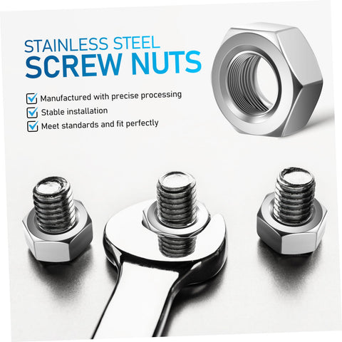 Heavy Duty Stainless Steel Hex Nuts Rock Solid Hardware Fasteners for Home Repairs And Industrial Projects Polished Steel Parts on wrench.
