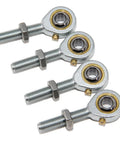 Rod End Bearings With Quarter Inch Bore And Quarter Twenty Eight Right Hand Thread, Jam Nuts Included, Pre Lubricated Spherical Ball Joint, Pack Of Four For Precise Linkage, CNC Applications, Handles Up To 13 Degree Misalignment, Steel Body.