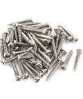 Killer Stainless Steel M3x20mm Cross Pan Head Self Tapping Screws Bolts Hefty Hardware Fasteners Bulk Pack Of Fifty on white background.