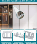 Sliding Closet Door Roller Kit With Track For Top Hung Doors Replacement Set Includes Front And Rear Nylon Wheels No Squeak Quiet Smooth Sliding Easy Peasy Install Durable Zinc Alloy Hardware 5 Piece Package With Screws shown with sturdy slide track and components