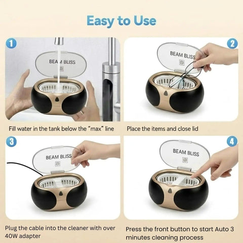 Steps to use the 40W Ultrasonic Jewelry Cleaner With 3 Minute Auto Timer And No Fuss Cleaning, Adjustable 42KHz To 48KHz Deep Cleaning