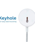 Grounded Plug With Braided Cord, Six Foot Power Cable With On And Off Switch showing wall mount keyhole and cord detail.