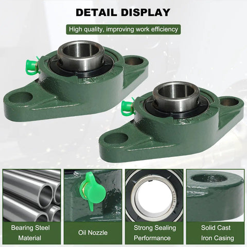 2 Pack Flange Mount Pillow Block Bearings With 1.25 Inch Bore Self Aligning Solid Cast Iron Base Built Tough Bearing Steel Construction 2 Bolt Mount Durable And Easy To Install