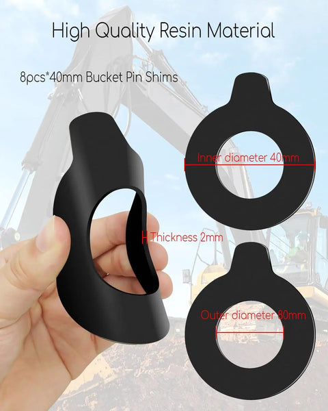 8 Pc Bucket Pin Shim Kit For Excavators And Skid Steers 40 Mm Inner Diameter 80 Mm Outer Diameter 2 Mm Thick High Elasticity