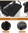 HaoweiH 28 Mile Range Electric Golf Cart Two Seater Mobility Scooter showing wide black seats with safety belt and seat handle.