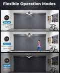Motion Sensor Garage Light Plug In 8000 Lumen Shop Light With Three Modes shown in a garage illustrating operation modes