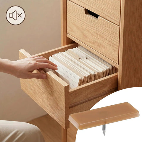 Forty Piece Pack Of Tack In Drawer Glides And Nail On Runner Tracks featuring tough plastic cushions on a drawer with files.