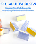 100 Pack Self Adhesive Sneeze Guard Clips No Fuss Peel And Stick Brackets For Clear Acrylic Sign Holders displayed with self-adhesive backing.