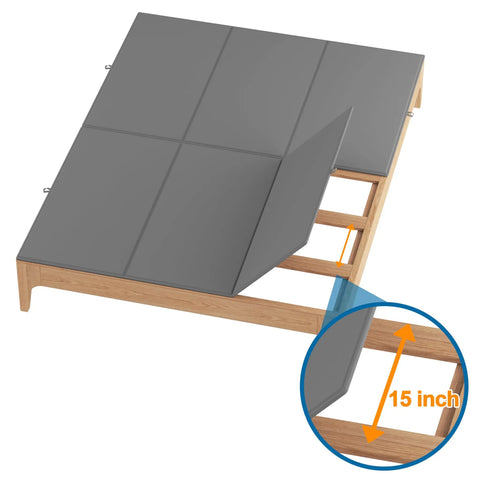 Queen Size Bunkie Board Featuring A Rock Solid Metal Frame And Dense Foam Core Non Slip Mattress Foundation in a platform setup.