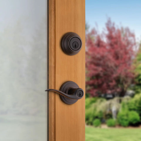 Tustin Entry Lever And Deadbolt Combo With SmartKey Security In Venetian Bronze For Exterior Doors Featuring Keyed Entry And Reversible Lever