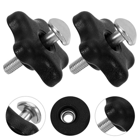 Super Sturdy 2Pc Lawn Mower Handle Bolt Kit With Knob Nut Replacement Screws Fits Push Mower Handles Perfectly Resists Wear Tear And Slipping For Grass Cutting Jobs, black metal bolts with knobs