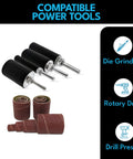 Sanding Drum And Sleeve Set For Drills And Drill Presses, Spindle Sander Attachment includes 2 inch rubber drums and sanding sleeves