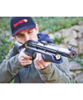 User aiming Backyard Ready Pre Charged Pneumatic Air Rifle With Multi Shot Magazine, Ambidextrous Straight Pull Bolt Action, High Velocity