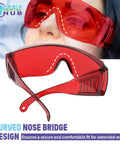 Heavy Duty Dental Laser Safety Glasses With Crisp Orange Lenses And Reliable Anti Fog Coating Tough Polycarbonate Shield 168 Piece Bulk Pack, curved nose bridge design.