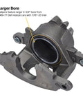 Close-up of caliper in Deluxe Front Spindle and Disc Brake Kit For 1964-1974 GM A F X Cars With 11 Inch Disc Brakes