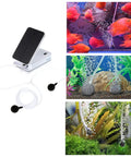 Solar Powered Pond Aerator Pump Kit With Dual Charging Options Oxygenator For Garden Fountain Pool Aquarium Fish Tank Easy Setup Keeps Water Oxygenated And Fish Healthy Bubbler shown against aquariums with bubbles