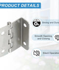 Dope Three Fold Vintage Hinge Set For Cabinets And Chests Semi Concealed Half Surface Hinges with screws shown in silver, close-up