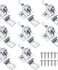 8 Piece Brass Heavy Duty Cabinet Door Latch Kit With Mounting Screws arranged with metal latches and screws visible