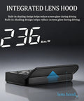 Straight Up Heads Up Display Speedometer Projector With Auto Brightness For Gmc Sierra 1500 2500 3500 Ev showing integrated lens hood reducing glare.