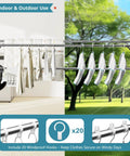 Straight Up Heavy Duty Clothes Drying Rack With Windproof Hooks Foldable Stainless Steel Laundry Stand For Indoor Outdoor Use with clothes hung up.