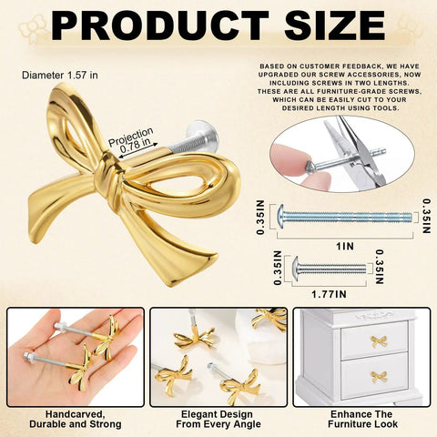 gold bow handles for dresser SHENGDING Gold Bow Pulls for Drawers Solid Bow Cabinet Bow Knobs for Dresser Bow Drawer Pulls Decorative Handle Kitchen Cabinet Knobs Dresser Drawer Hardware (4 Pieces)